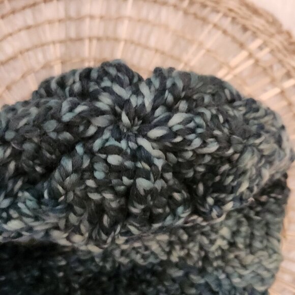 Handknit Green Colorful Winter Hat One of A Kind - Picture 3 of 4